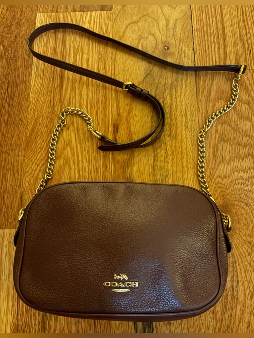 Coach Pebbled Leather Crossbody Bag in Brown with Gold Hardware - Picture 3 of 5